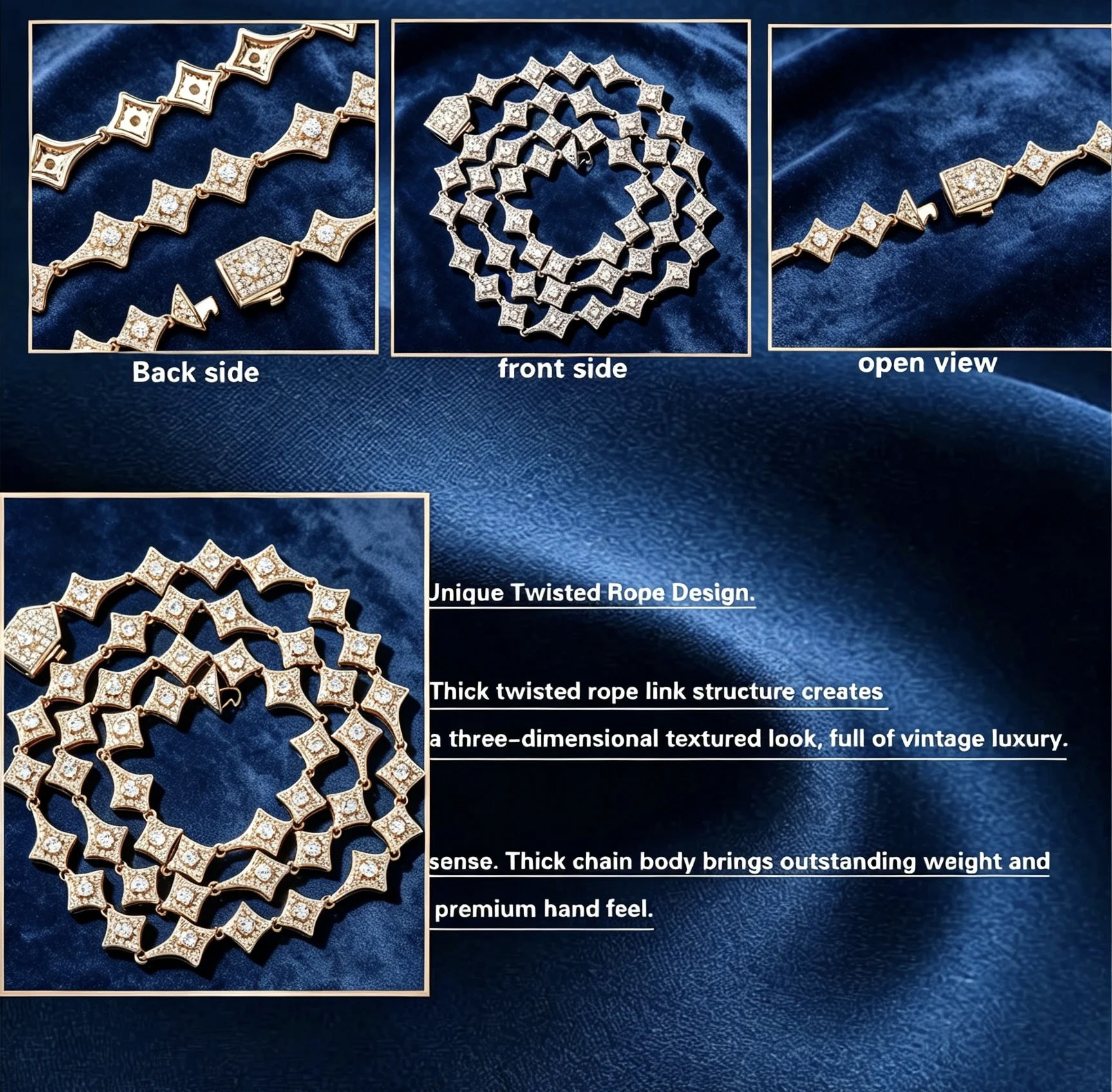 XUKIM Jewelry Hip Hop Bling Gold Color Stainless Steel Cuban Miami Link Chain Necklaces for 18k Gold-plated Men Rapper Jewelry