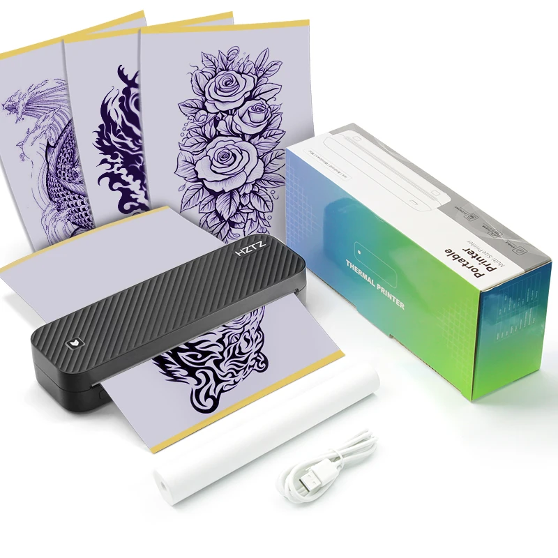 طابعة حرارية HZTZ محمولة صغيرة ذكية مقاس 8 بوصات مقاس A4 بدون حبر اتصال متنقل لاسلكي لطباعة ملصقات IOS وAndroid #2