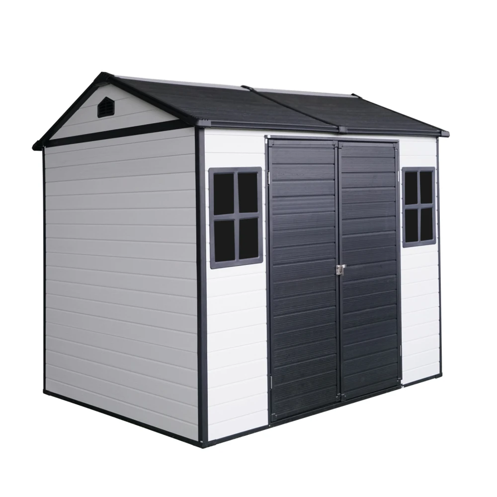

8 x 6 ft Resin Outdoor Storage Shed Waterproof Shed with Floor & Two Windows & Lockable Door, Tool Shed forGarden,Patio,Backyard