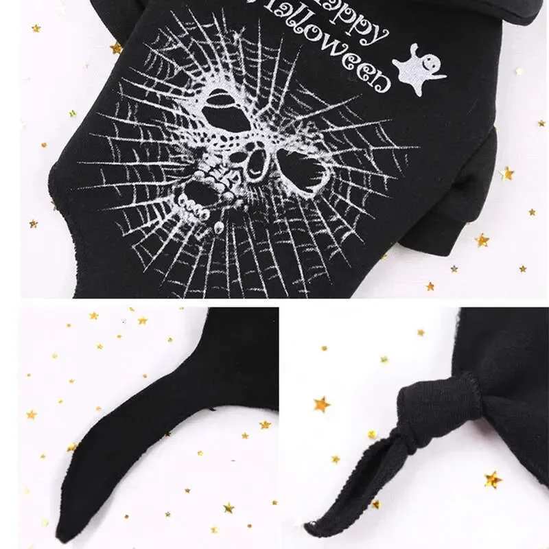 Thicken Fleece Halloween Hoodies Puppy Kitten Clothes Dog Cat Costume Black Skull Sweater Winter Warm Pet Clothing Bh TQQ 415