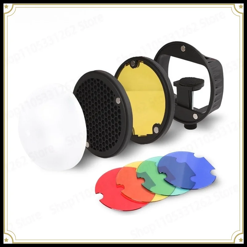 Magnetic Sphere Flash Diffuser TR08, Honeycomb Grid & Color Filters for Speedlight, Quick Snap-On Softbox