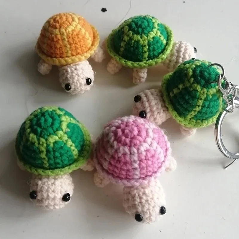 Hand Crocheted Turtle Keychain Mini Amigurumi Keyring for Bag Purse Backpack Soft Wool Pendant Cute Animal Charm Gift for Child view 4