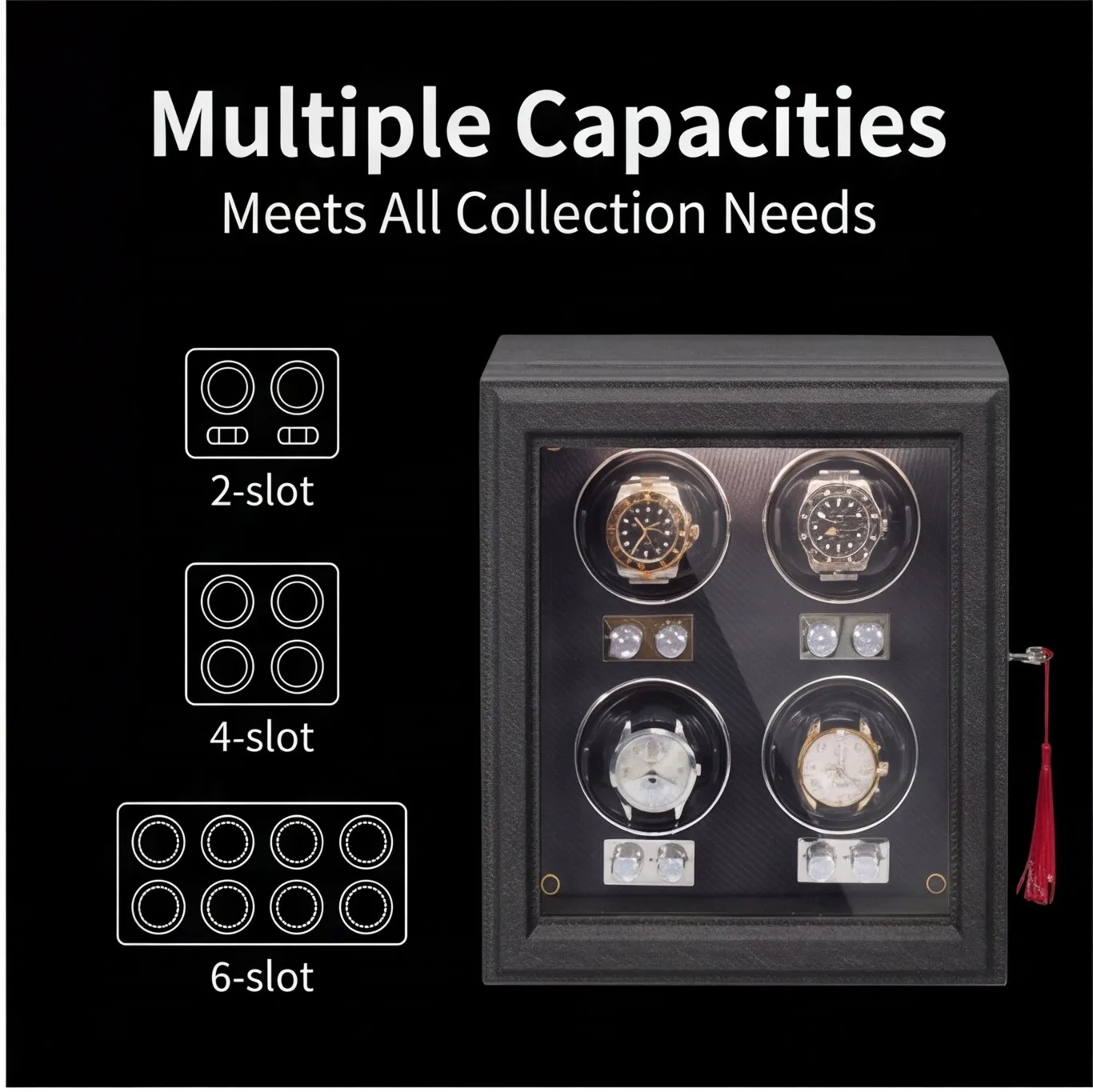 Premium PU Leather Lockable Key Storage Organizer Box Household Accessory Matching Watch Winder Cabinet With Metal Keys