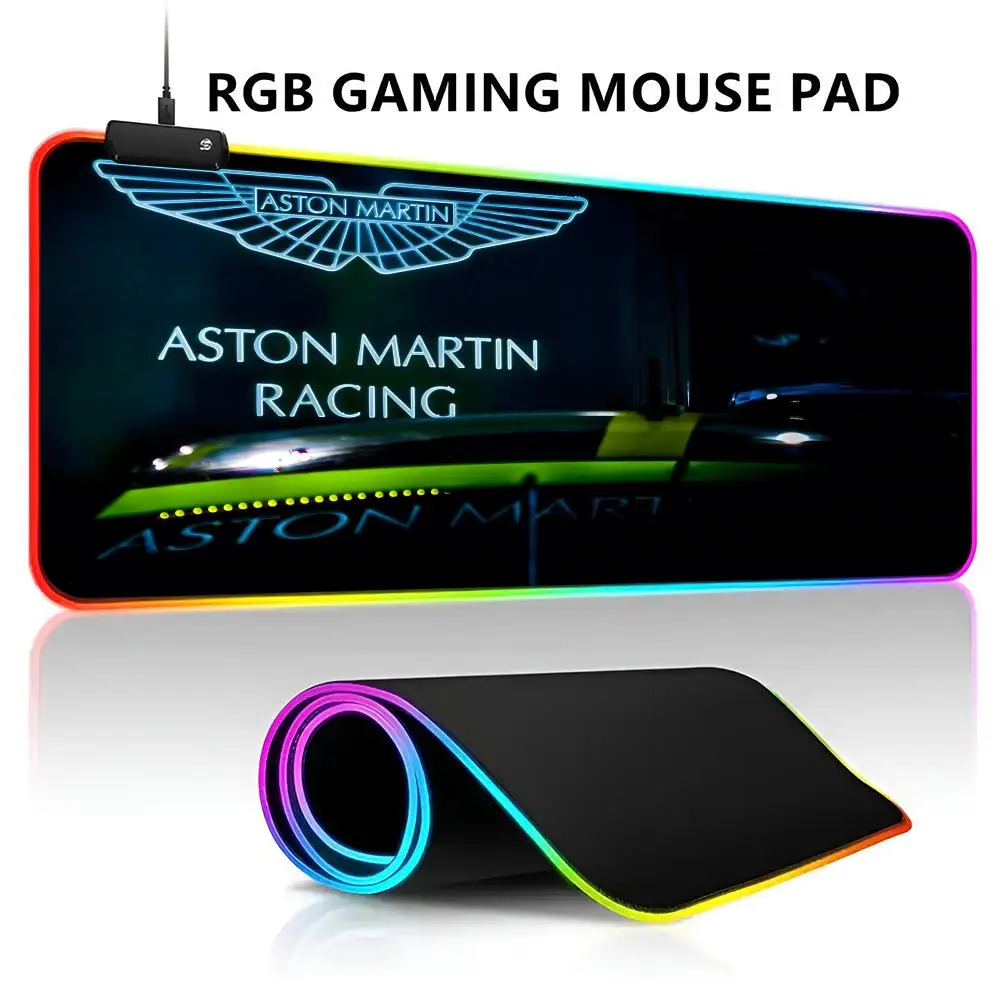

Коврик для мыши Aston Martin RGB со светодиодной подсветкой, игровой коврик для мыши, водонепроницаемый большой коврик для геймерской мыши, большой коврик для клавиатуры Mause, ПК, стол Play Ma