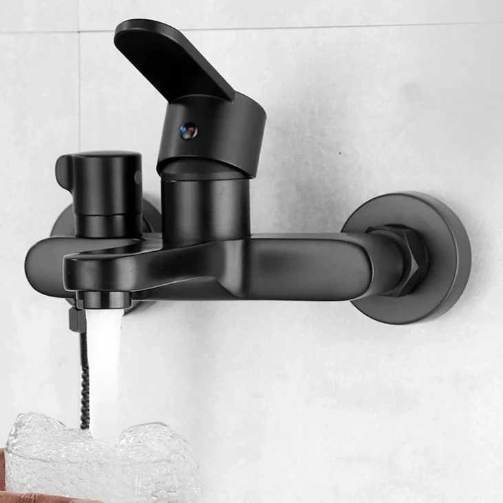 

Bathtub Mixer Tap Black Hot and Cold Water Tap Wall Mounted Multifunctional Bathroom Shower Faucets Shower Accessories