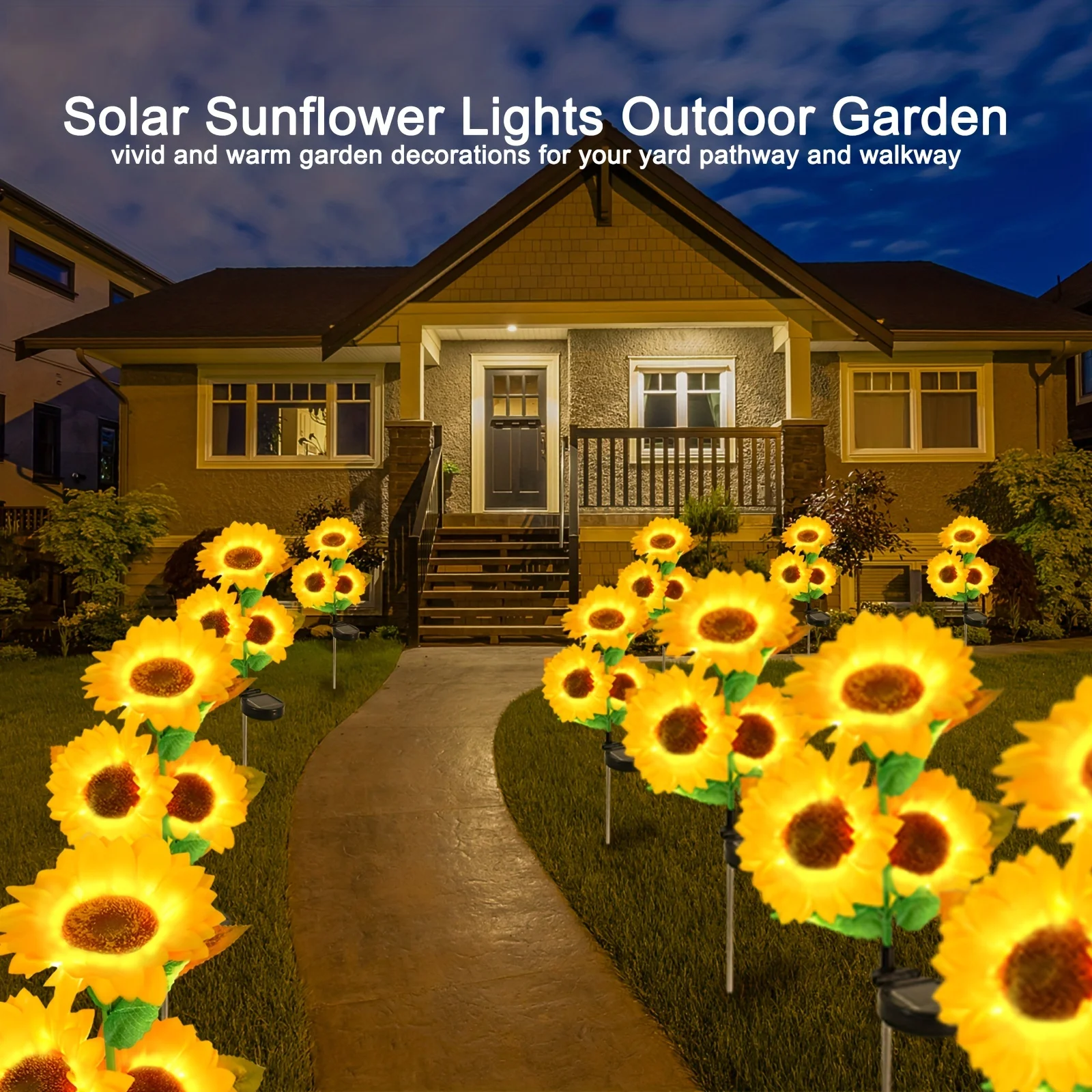 Sunflower Solar Lamp Ground Outdoor Waterproof Yard Power LED Artificial Flower Light for Courtyard Landscape Garden Decoration