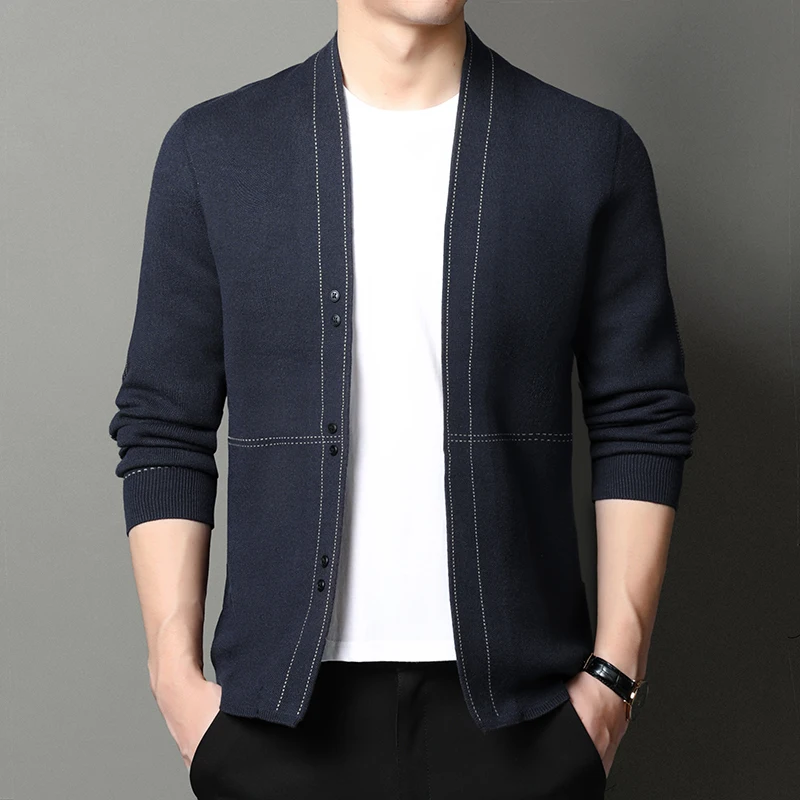 

England Style Pocket Men V-neck Cardigans Fashion Brand Fall Winter Designer Cardigan Cardigan Knit Jacket Clothing Size M-4XL