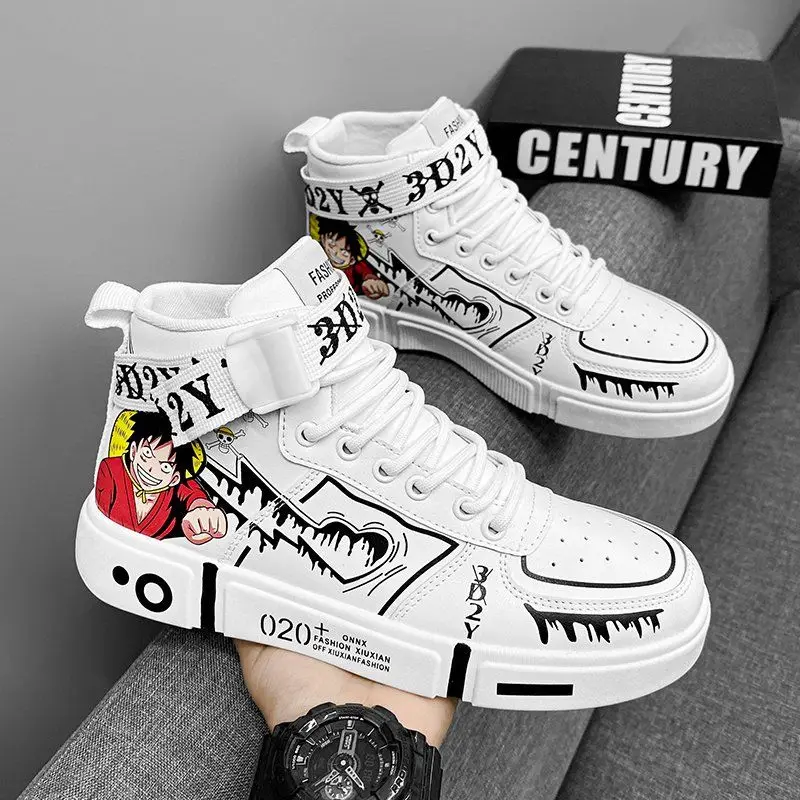 Neue One Piece Anime coole Cartoon High-Top-Sneaker fünfte Geschwindigkeit Nika Ruffy personalisierte Student kreative lässige Sneakers Geschenk