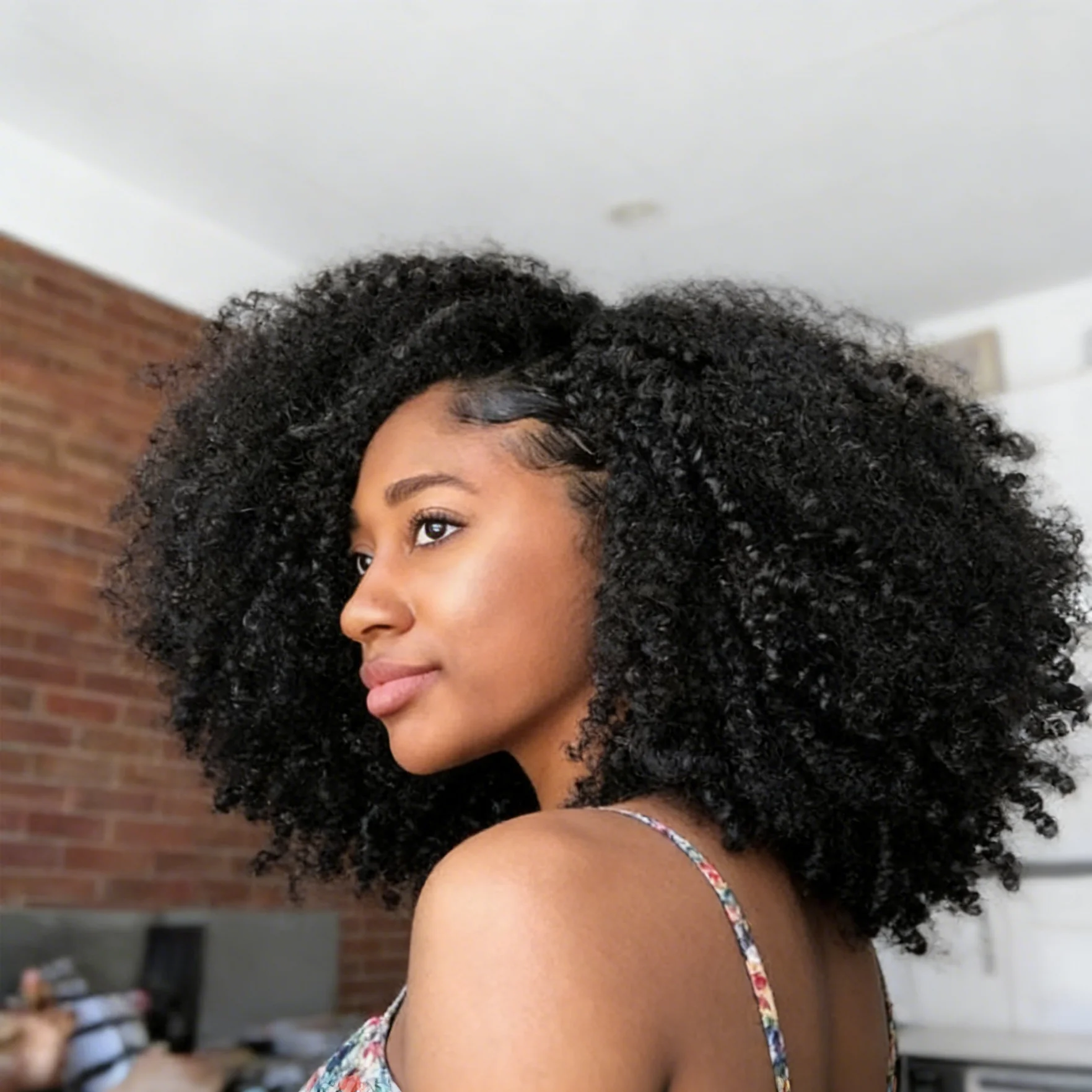 

Short Hair Afro Kinky Curly Wigs With Bangs For Black Women Fluffy Synthetic African Ombre Brown Natural Fiber Hair