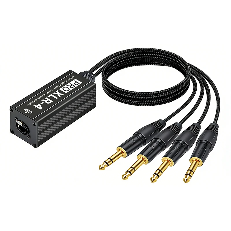 1Pair 4CH XLR to RJ45 Network Cable Extender, PRO XLR-4 Support Cat5e Cat6 for Microphone DMX512 Stage Light