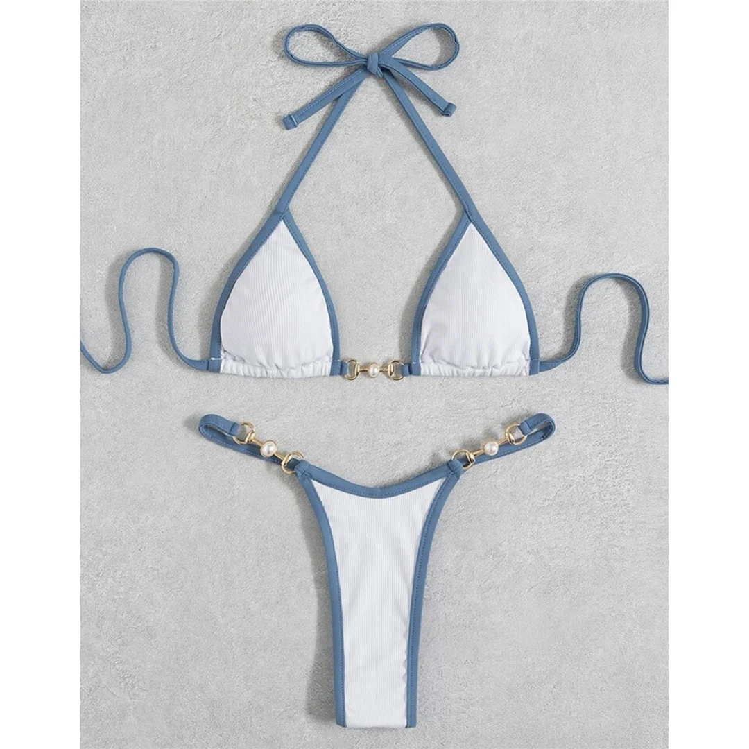 Sexy Perlen Extreme Mini Micro Thong Bikini Damen Bademode Zweiteiliger Bikini Badeanzug Badebekleidung Schwimmen V4120 – Detail 25