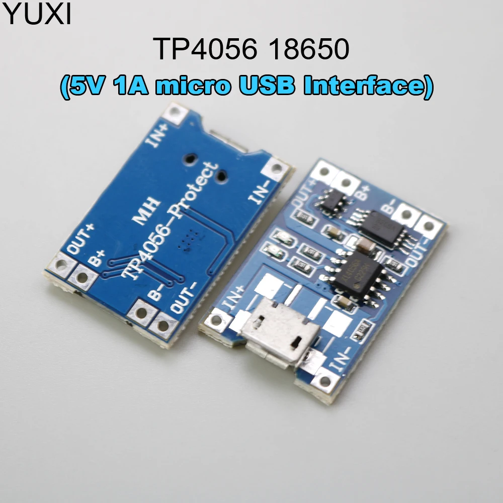 TP4056 5V1A Micro USB 18650 Lithium Battery Charger Power Module Charging Board with Protection Integrated Dual Functions Li-ion