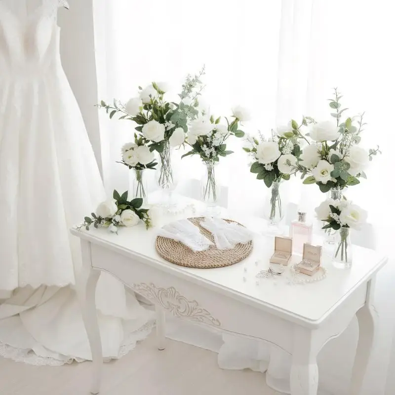 زوج من الأصفاد الدانتيل الأنيقة وأكمام المعصم لفستان الزفاف؛ الأصفاد الزهرية زينة المعصم مطوي لزي الزفاف