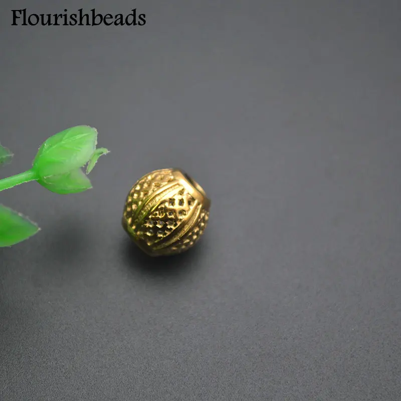 20pc Anti-fading Various Color 4mm big hole Stainless Steel  9x10mm Mesh Metal Barrel Round Necklace Beads Jewelry Findings