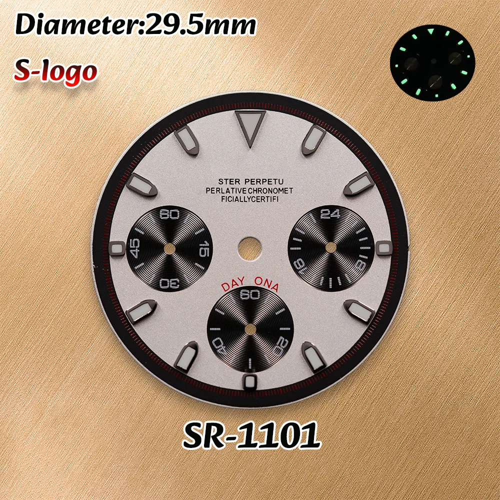 NUOVO orologio meccanico da uomo VK63 – Quadrante S da 29,5 mm, quadrante Panda, Luminescenza verde 3C e accessori per la modifica dell'orologio