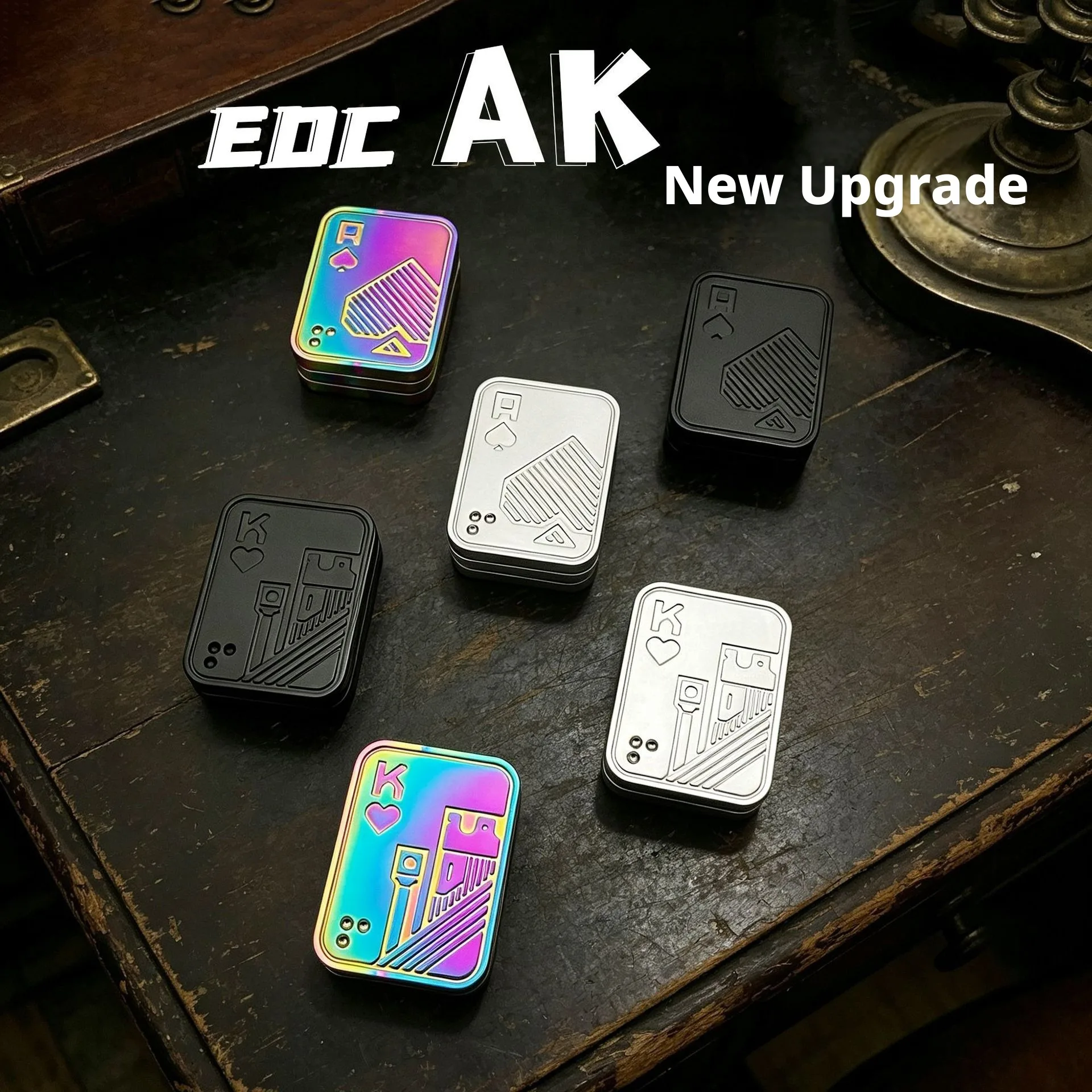 Full‑Metal 2‑Layer Magnetic Push Card Poker Style Alloy Fidget Clicker Coin Adult Office Desktop EDC Stress Relief Toy