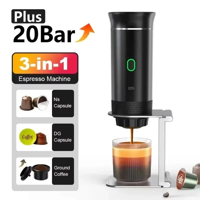 Espressomaschine, tragbare Kaffeemaschine, 20 Bar, kabellose Espressomaschine für Kapsel,