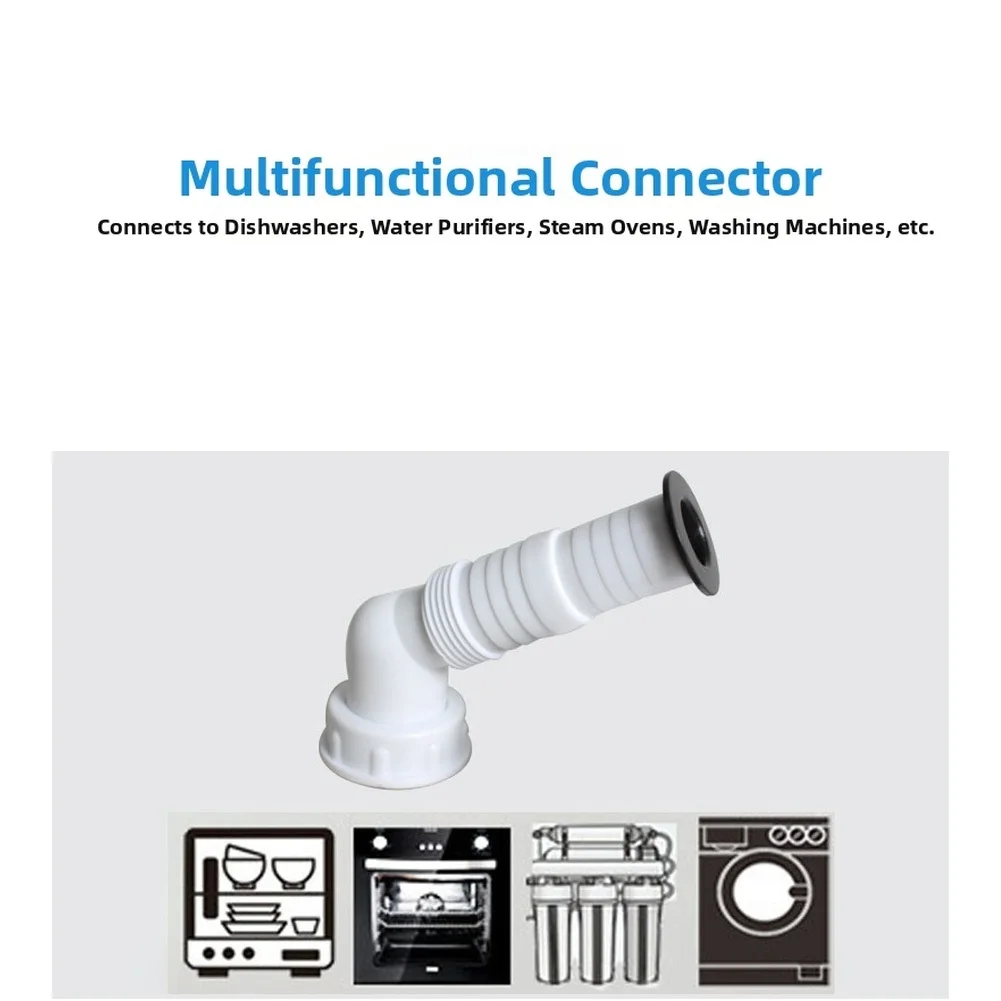 Sink Drain Connector Adapter Compatible with For Dishwasher Water Purifier Steamer Washing Machine PP 2mm Thick White