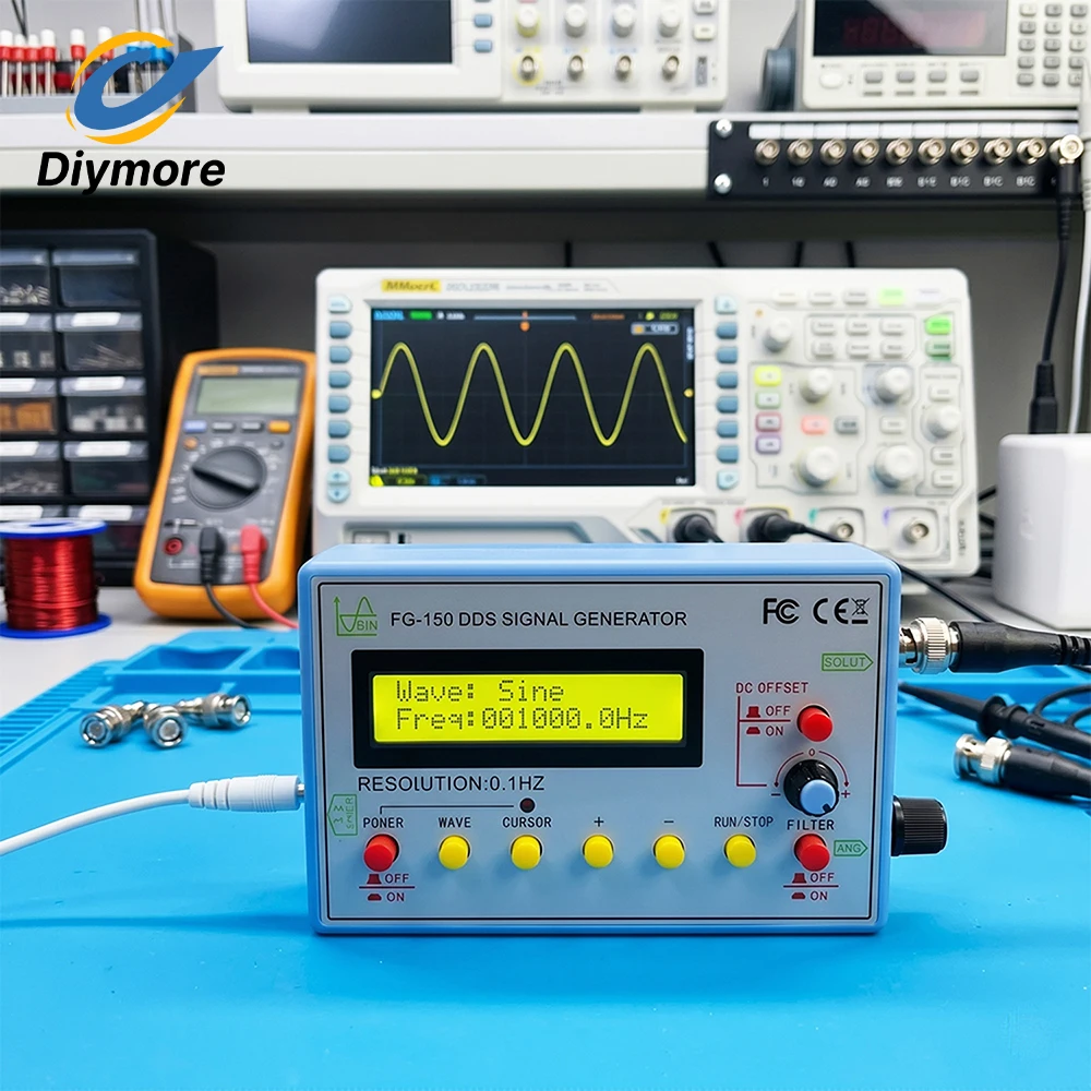 Portable DDS Signal Generator Dual Power USB 5V/3.7V Sine Square ECG Noise 0.1Hz-500KHz For Lab Circuit Oscilloscope Calibration