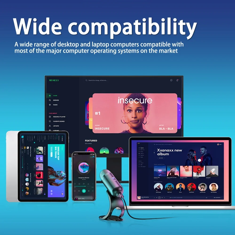 USB Wired Microphone Noise Reduction Gaming PC Microphone for Streaming Podcasts Desktop Computer Condenser Mic 2024 Gift