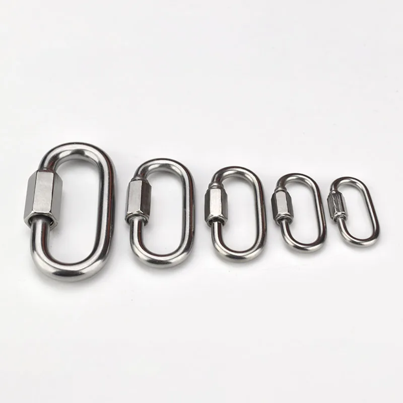 1PCS 304 Stainless Steel Quick Connect Ring Connecting Ring Runway Buckle Rock Climbing Carabiner Chain Buckle Link Buckle