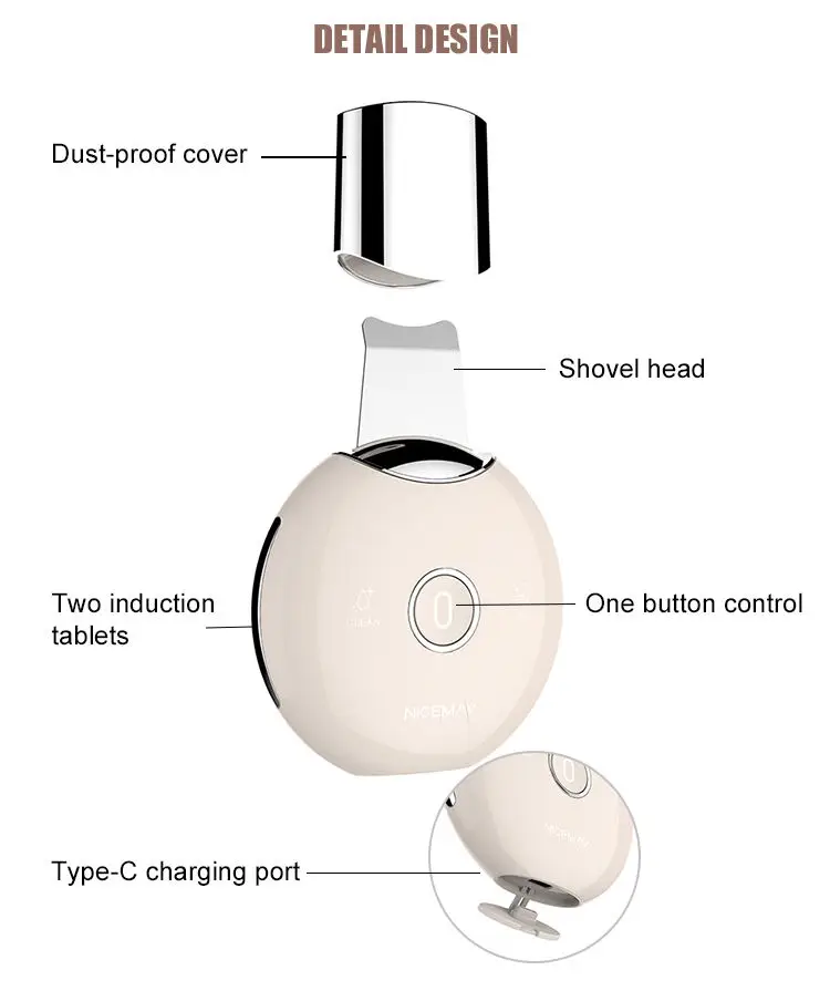 Professional 4-Mode ABS Skin Scrubber Facial Cleanser Eye Area Blackhead Pore Extractor Tool