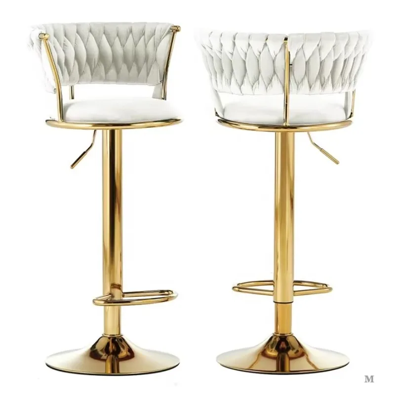 

Luxury rotating velvet bar stool counter adjustable, kitchen bar, cafe, restaurant with footstool