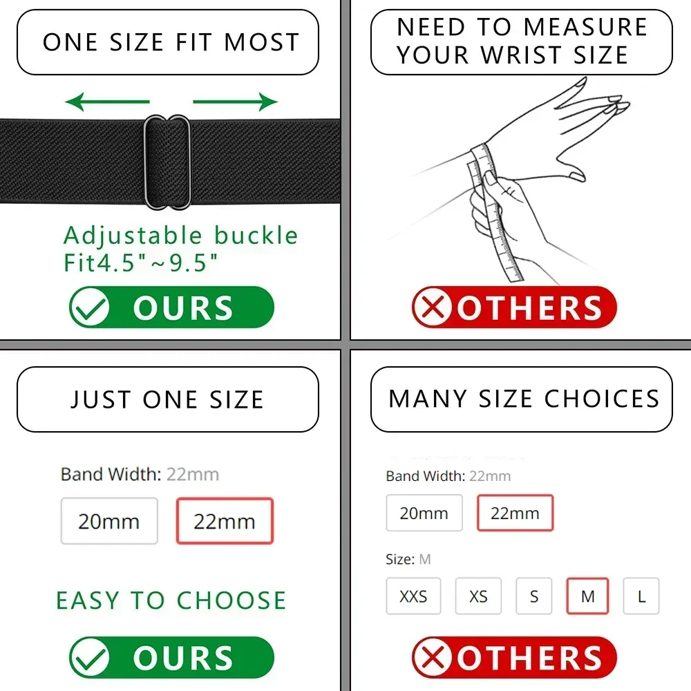 삼성 갤럭시 워치 4 5 6 7 40/44mm 프로 클래식 42/46mm 밴드 화웨이 Gt2/3 아마핏 Gts2/4 용 20mm 22mm 탄성 나일론 루프 스트랩