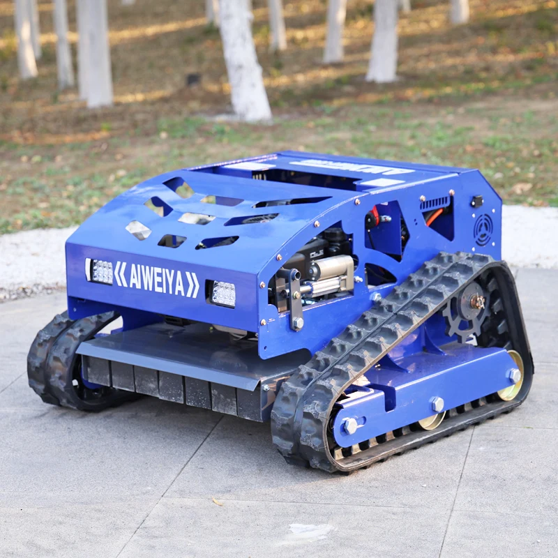 Customized Hot selling remote-controlled tracked brush cutter grass mini robot flail lawn mower view 3