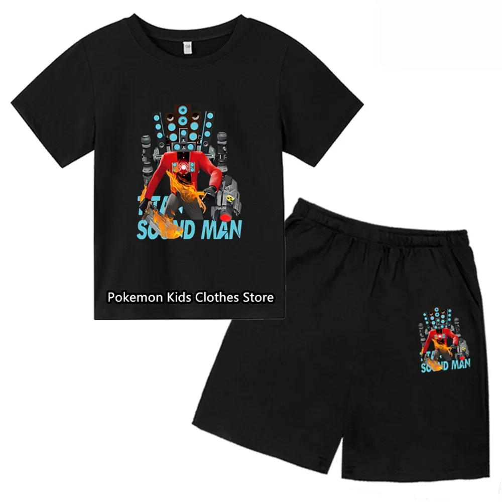 Kids Clothing Summer Boys Girls Games Cartoon Printed T-shirt set Fashion short sleeves