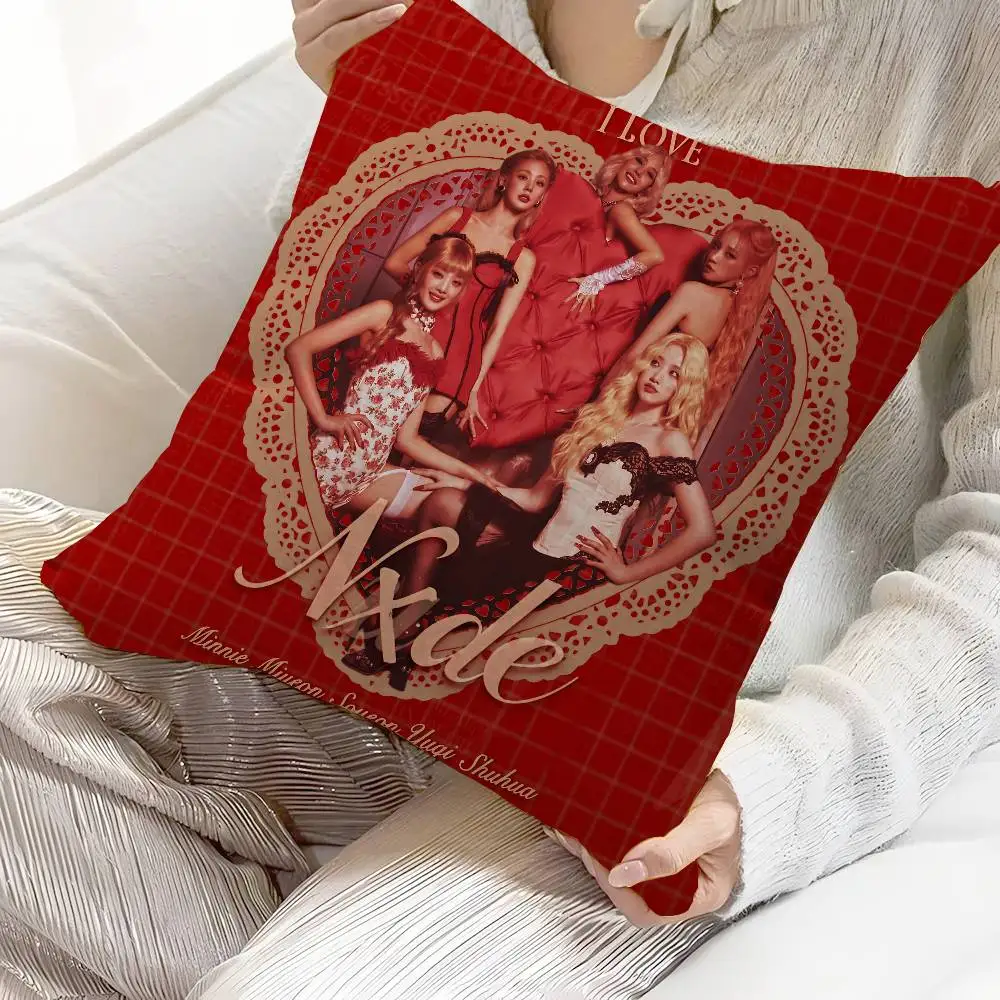 Kpop Group I-Idle Office Cushion Pillowcase Car Cushion Cover45X45CM Lumbar Pillowcase Sofa Pillowcover