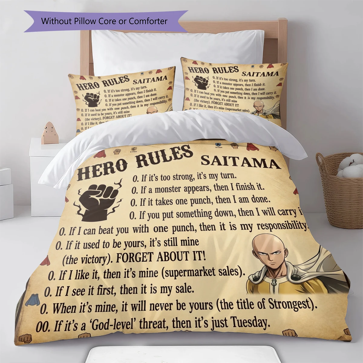 One-Punch Man Comfortable Duvet Cover - Soft, Kids Bedding Set Gift,Size  Different Sizes -HE105
