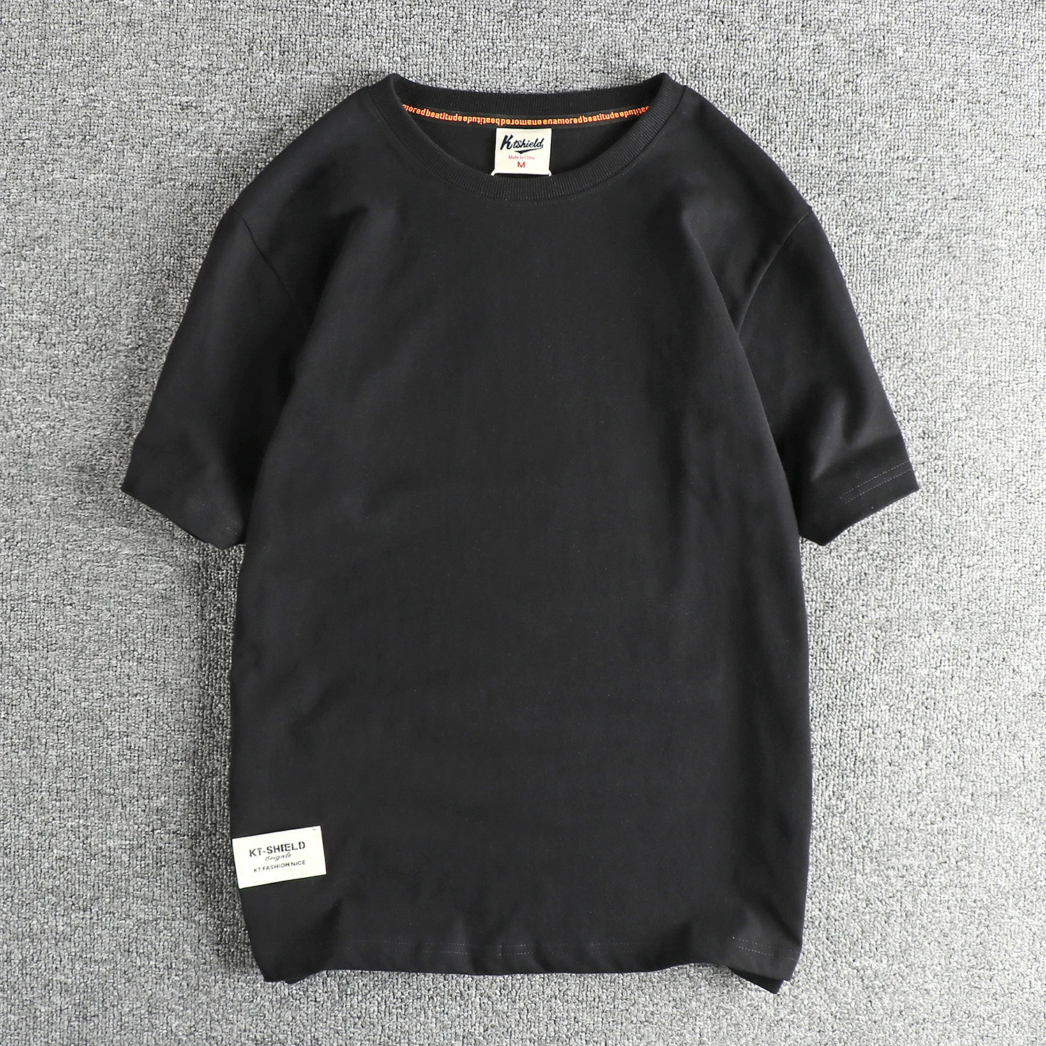 2025 Summer New American Retro Short Sleeve O-neck Solid Color T-shirt Men's Fashion 100% Cotton Washed Casual Terry Cloth Tops