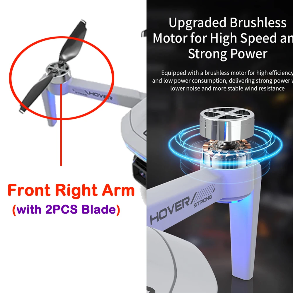 JJRC X40 GPS Brushless Drone Original Spare Part X40 Motor Arm Front /Rear Left / Right Arm with 2PCS Blade X40 Accessory