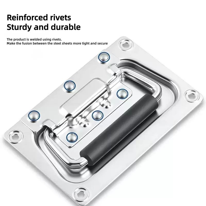 Home‑Use Hardware Thickened 304 Stainless‑Steel Spring Pull Handle, Embedded Cover‑Ring Handle for Wooden Box & Toolbox Installa