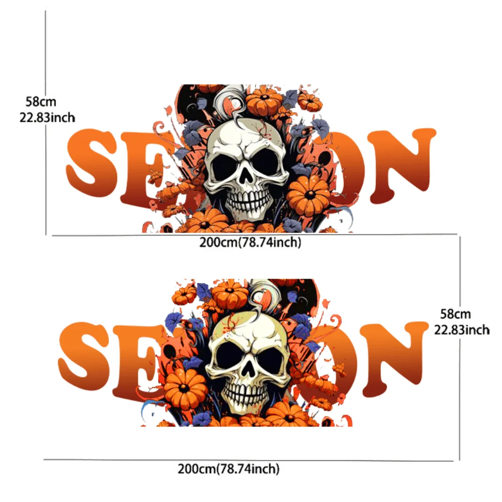 2pcs Letter Skull Flower Car Side Wraps, Self-Adhesive PVC Waterproof & Scratch-Resistant Stickers, Car Accessory Gift