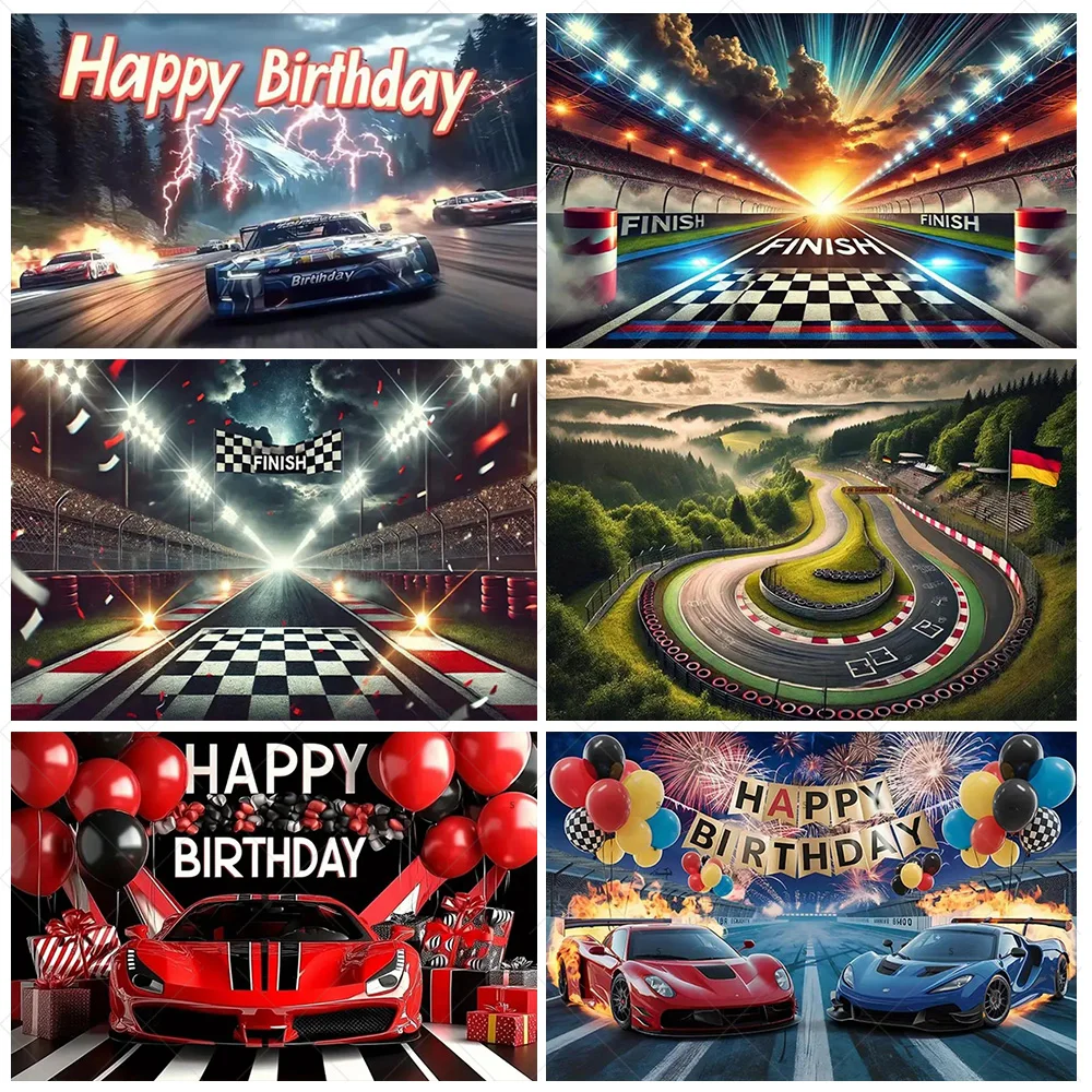 

Car Racing Background Kid Birthday Party Decoration Super Sports Car Racing Track Backdrop Baby Shower Supplies Photography Prop