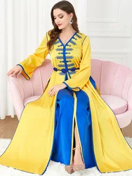 2 pezzi Abaya Dress Set per le donne modesto musulmano marocchino Jalabiya Dubai caftano turco abbigliamento islamico ricamo Abaya Set