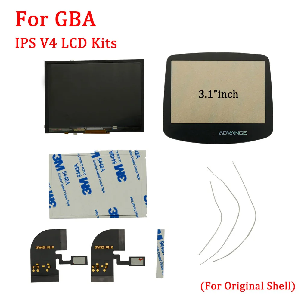 IPS V4 Full Screen LCD Kits for Nintendo GBA backlight lcd screen 15 Level High Brightness IPS LCD V4 Screen For GameBoy Advance