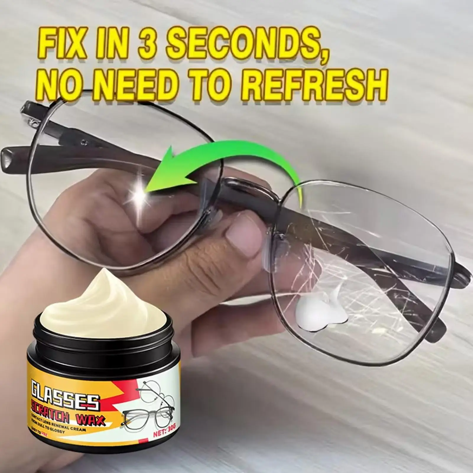 Lens Scratch Remover 30g Long-Lasting Cleaner Polishing with Sponge Eye Glass Scratch Remover for Cleaning Car Fog Watch Screen