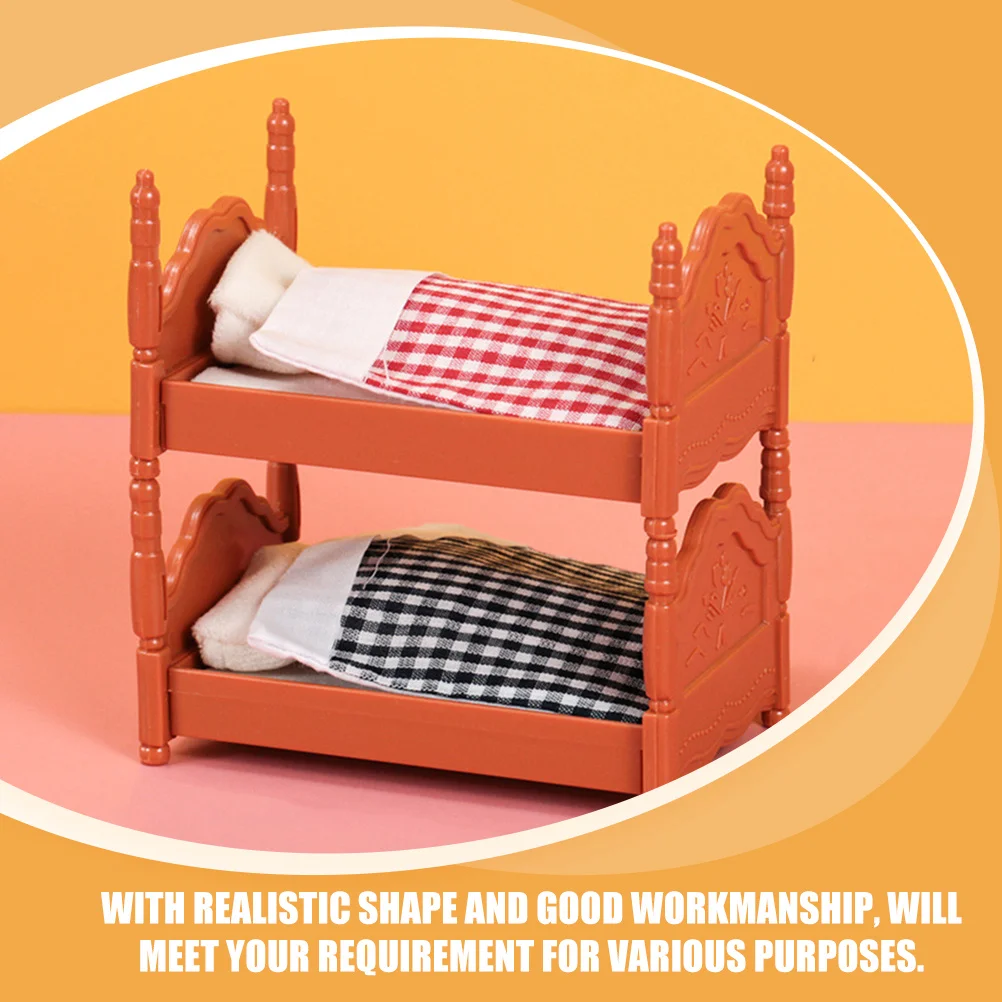 

2Sets Mini Bunk Bed Furniture Bedroom Decoration Miniature House Furniture Prop for Dollhouse Accessories Mini House Bunk Bed