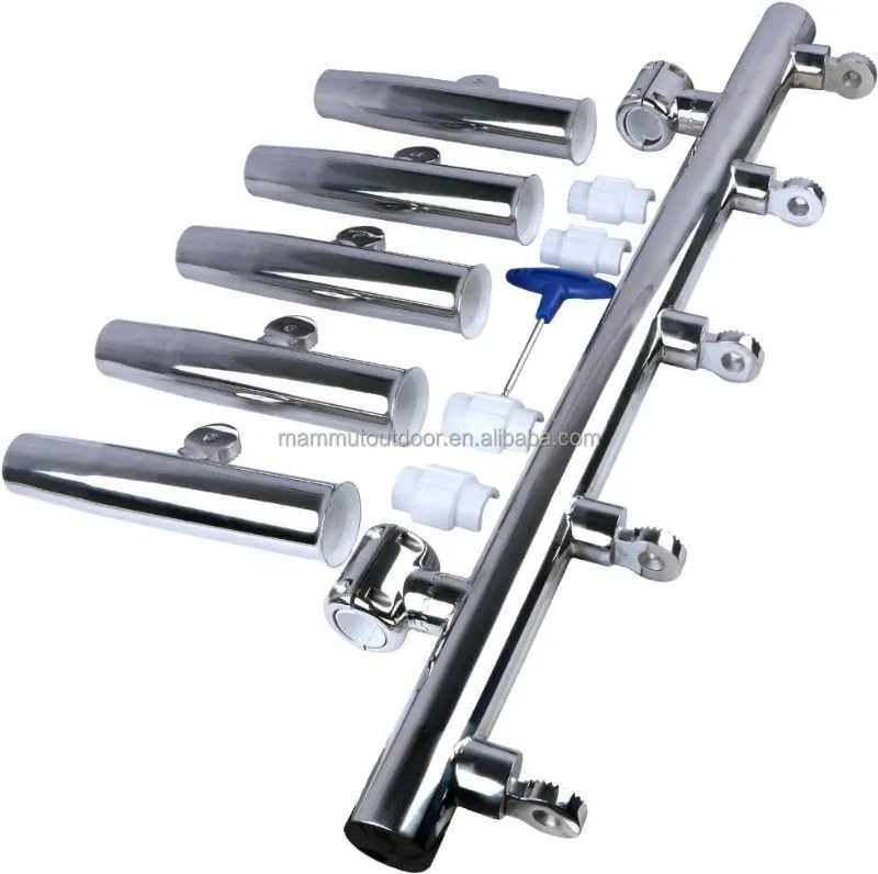 Ship accessories multi tube fishing rod bracket polished stainless steel yacht fishing rod bracket adjustable 26mm-32mm