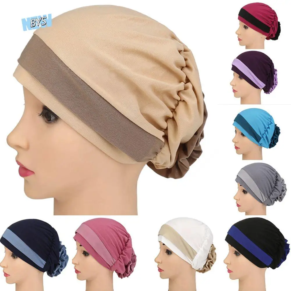 

Large Solid Color Headwear Simple Head Wrap Shawl Fashion Indian Hats Women Headscarf Turban Hat Muslim Hijab Caps