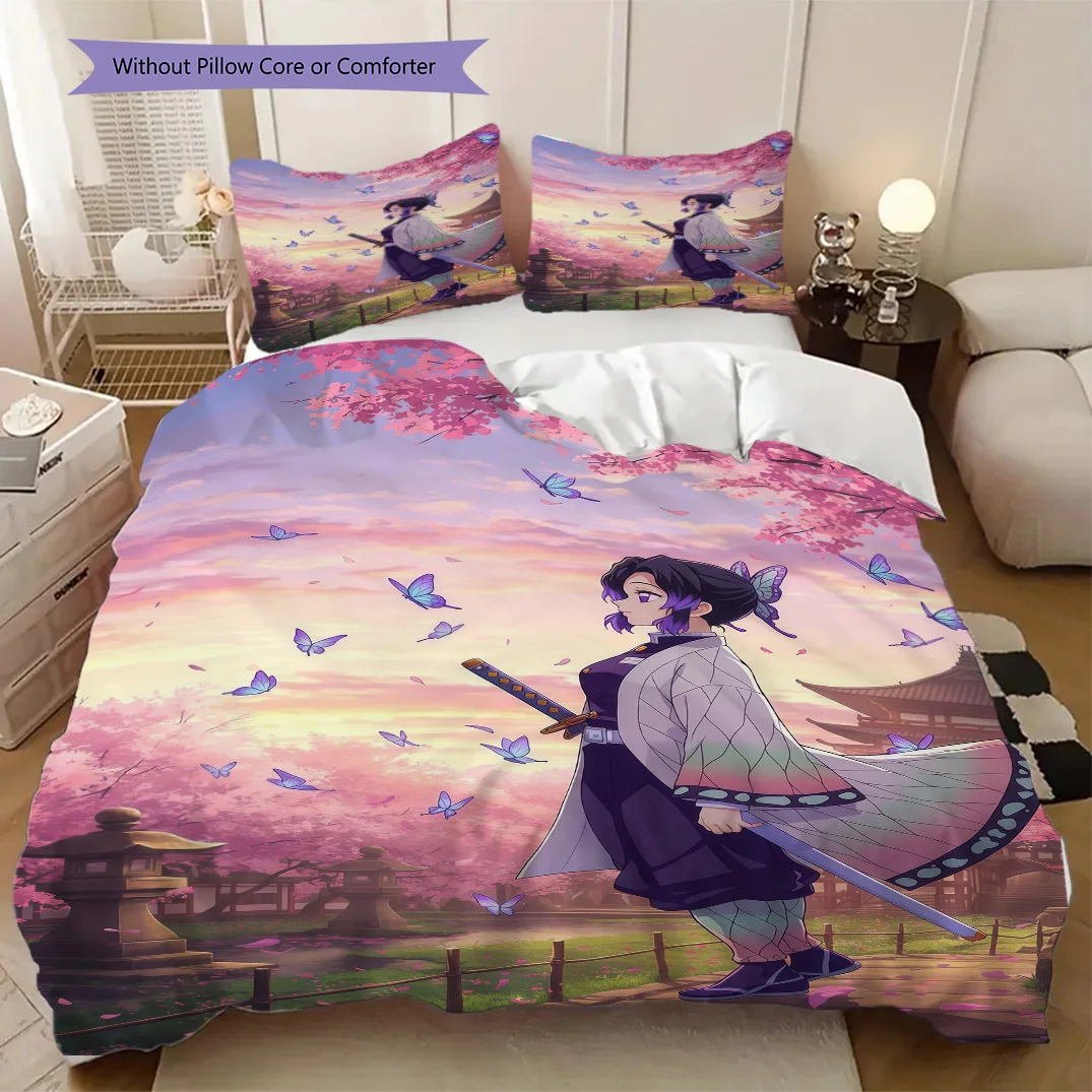 Demon Slayer Shinobu Kochou Soft Comfortable Duvet Cover, Children's Bedding Set Gift, Various Sizes Available LXRa1