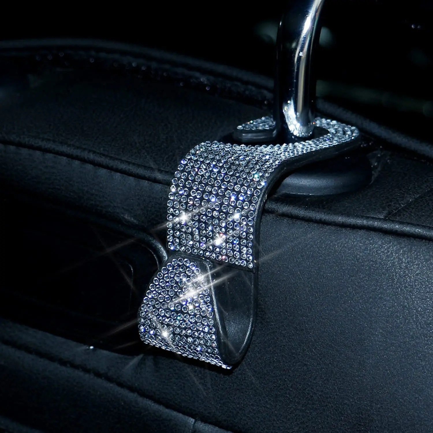 Rhinestone Car Seat Back Hook Bling Diamond Hanger Auto Back Universal Headrest Mount Storage Holder Car Interior Accessories