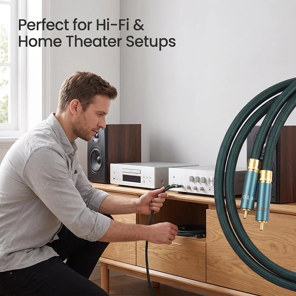 High quality Hifi 8N OCC RCA audio cable for interconnecting amplifiers and players