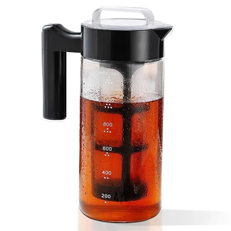 Cold Brew Coffee Maker, Glass Iced Coffee Maker and Tea Infuser with Leak-Proof Pitcher with Mesh Filter