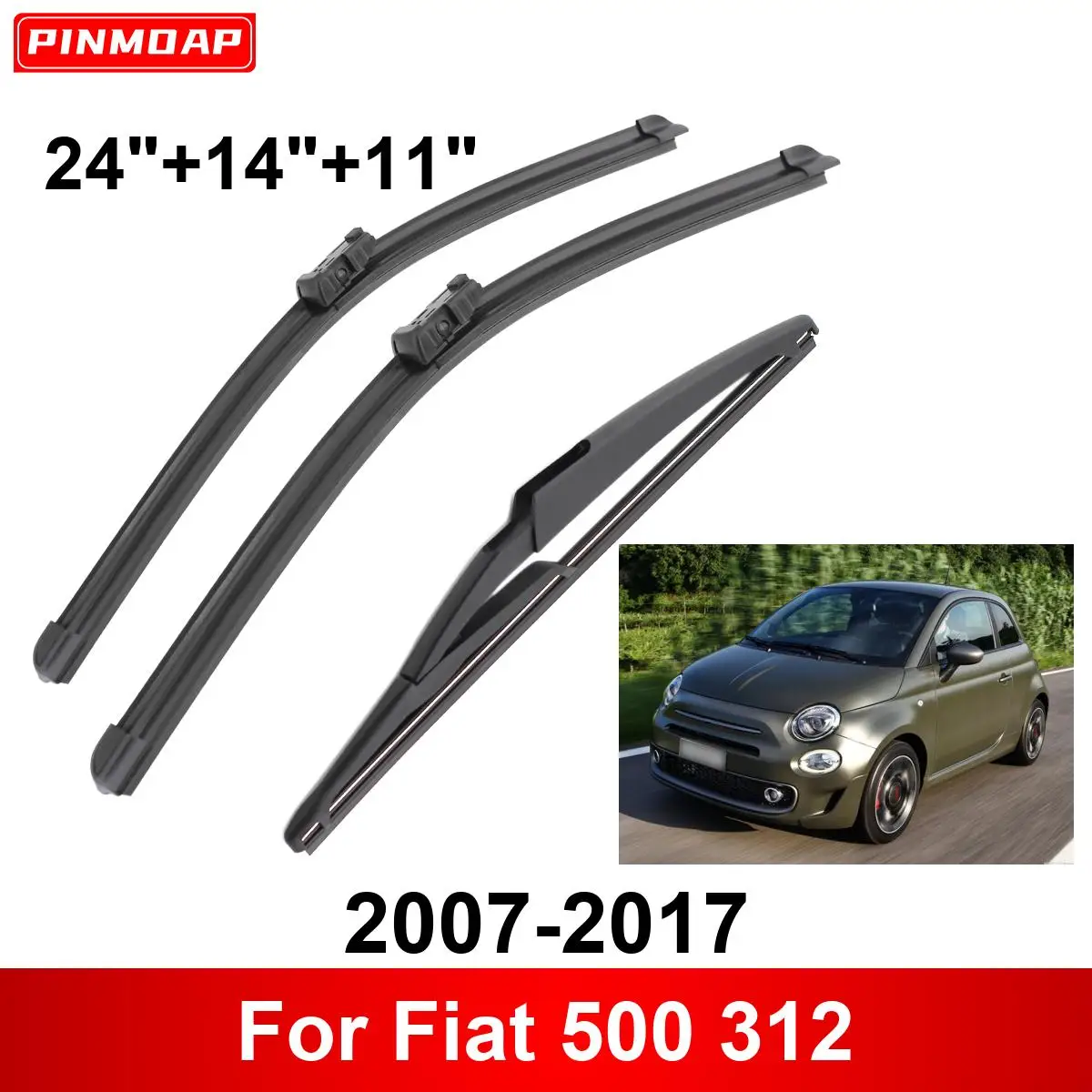 1/2/3/4/6PCS Car Wiper For Fiat 500 312 2007-2017 Front Rear Wiper Blades Brushes Auto Accessories 2011 2012 2013 2014 2015 2016