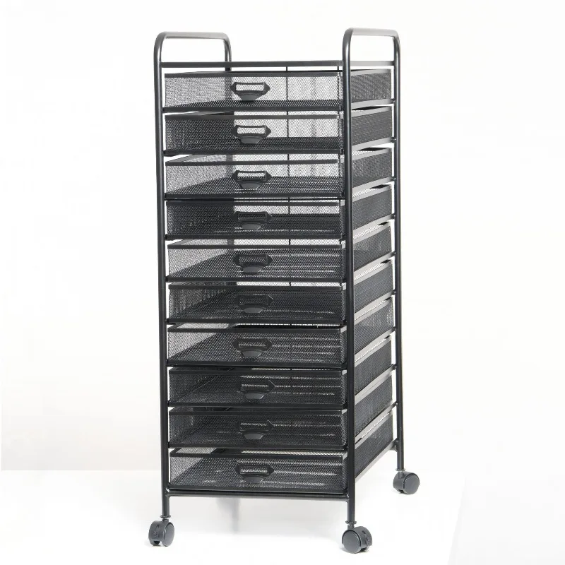 Metal File Trolley, Multi-tier Document Storage Rack for A3 Paper, Office Desktop Organizer