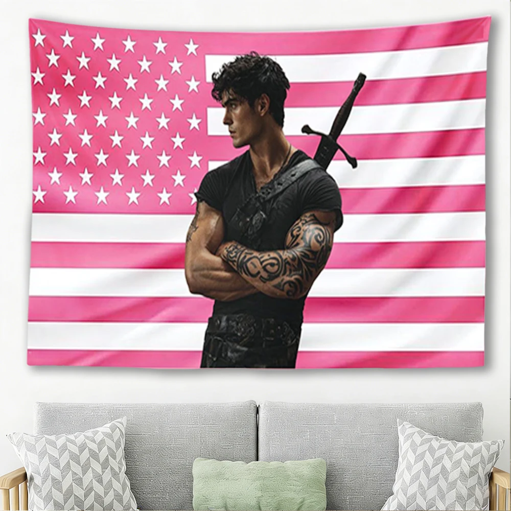 Zaden Riothson Creation Pink American Flag | Fourth Wing Tapestry Wall Hanging | Empyrean Series Room Decor | Gift Banner